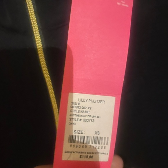Lilly Pulitzer Pink and Gold Half-Zip Top - Picture 1 of 2